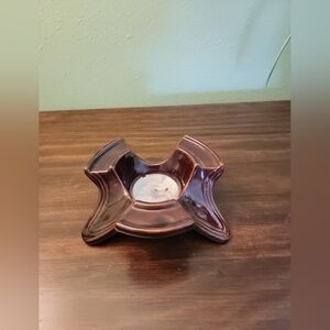 Marcrest Pottery Stoneware USA Brown Glaze Pottery Candle Warmer Tea Light 1960s
